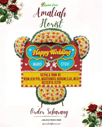 Karangan Papan Bunga Pernikahan di Sangkanjaya